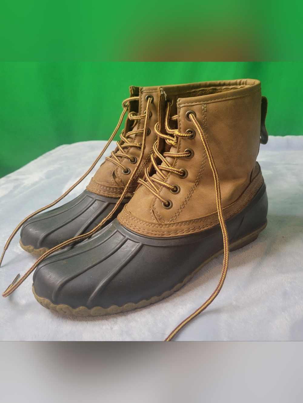 Classic Duck Boots Lace Up Brown Black Weatherproof Vintage Men's Size 10M Crown